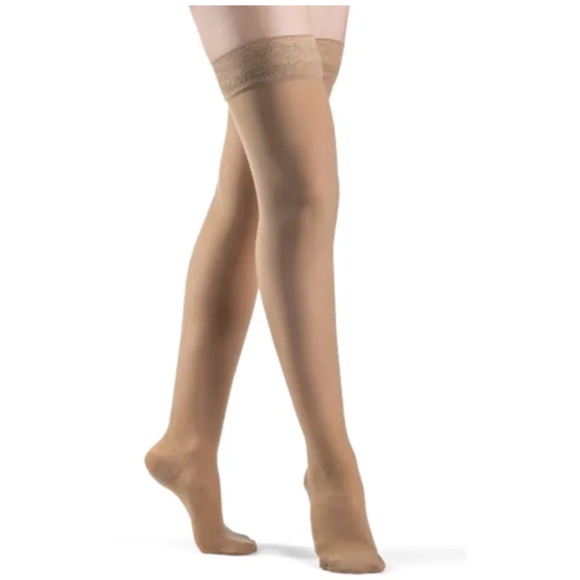 Sigvaris Compression Thigh High Stockings w/Grip Band 30-40mmHg Sz M4 Suntan - Picture 1 of 5